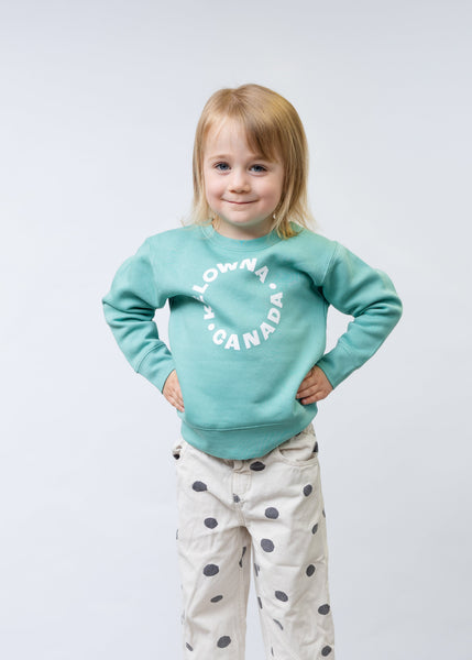 Teal/White 'Kelowna • Canada' Toddler Crewneck