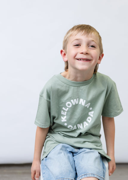 Sage/White 'Kelowna • Canada' Youth T-Shirt