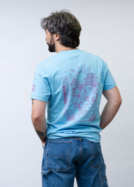Ocean Blue/Purple 'Knox Mountain' T-shirt