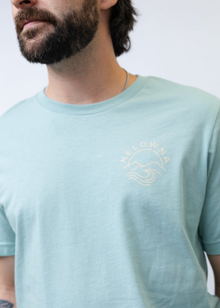 Dusty Blue/Sand 'Kelowna Mountain Wave' T-Shirt