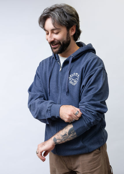 Navy/Sand 'Kelowna Mountain Wave' Zip Hoodie