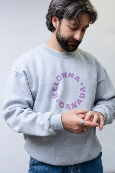 Heather Grey/Purple 'Kelowna • Canada' Crewneck