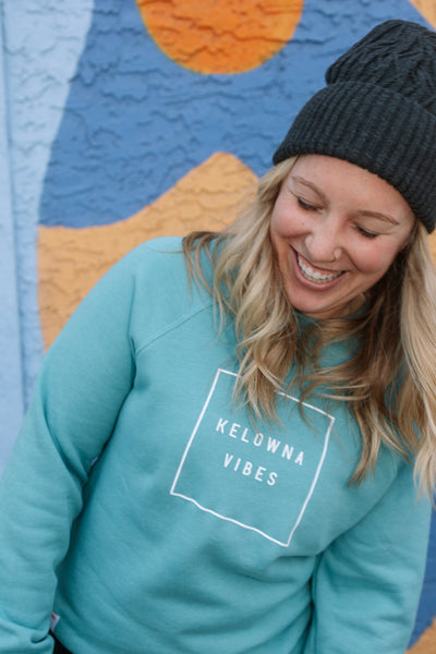 Heather Blue Lagoon 'Kelowna Vibes' Unisex Crewneck