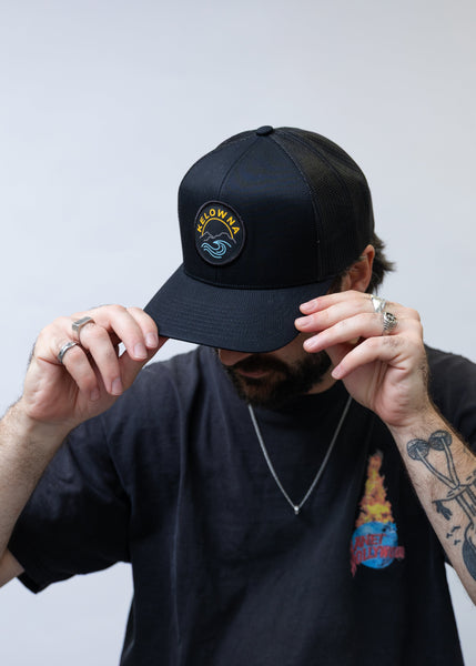 Black 'Kelowna Mountain Wave' Trucker Hat