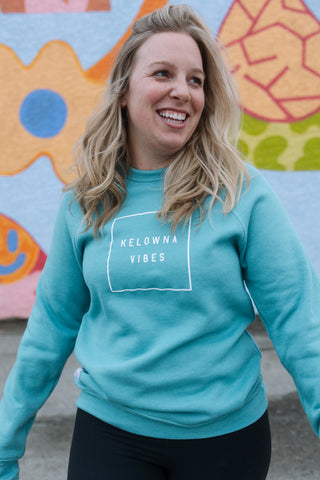 Heather Blue Lagoon 'Kelowna Vibes' Unisex Crewneck