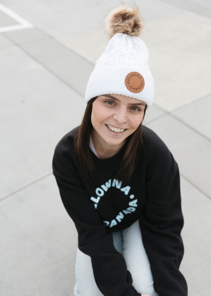 White 'Kelowna • Canada' Toque with Pompom