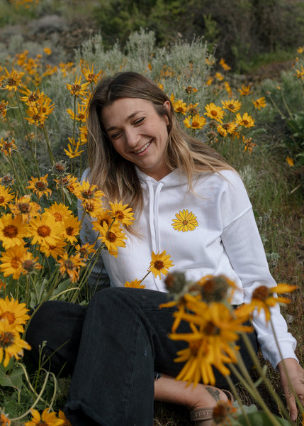 White 'Kelowna Vibes' Cropped Hoodie featuring Arrowleaf Design