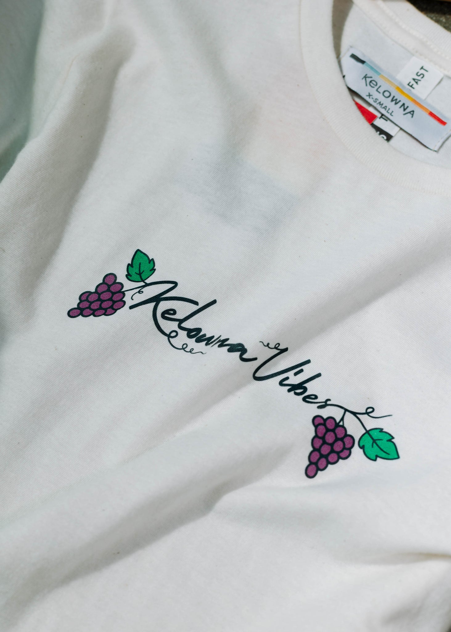 Natural 'Kelowna Vibes' T-shirt featuring Grapes