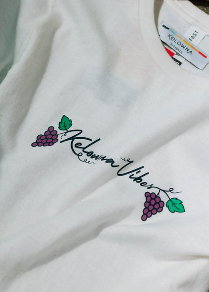 Natural 'Kelowna Vibes' T-shirt featuring Grapes