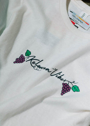 Natural 'Kelowna Vibes' T-shirt featuring Grapes