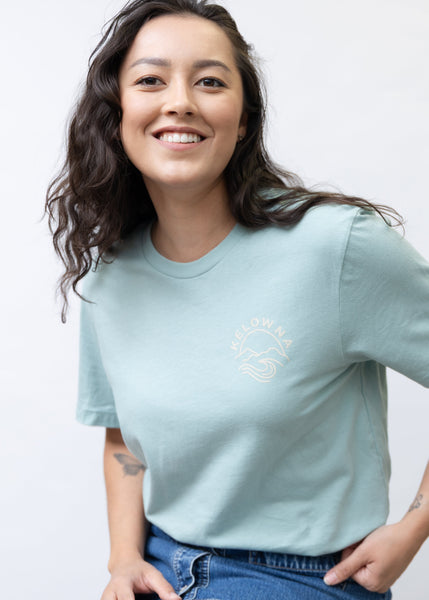 Dusty Blue/Sand 'Kelowna Mountain Wave' T-Shirt