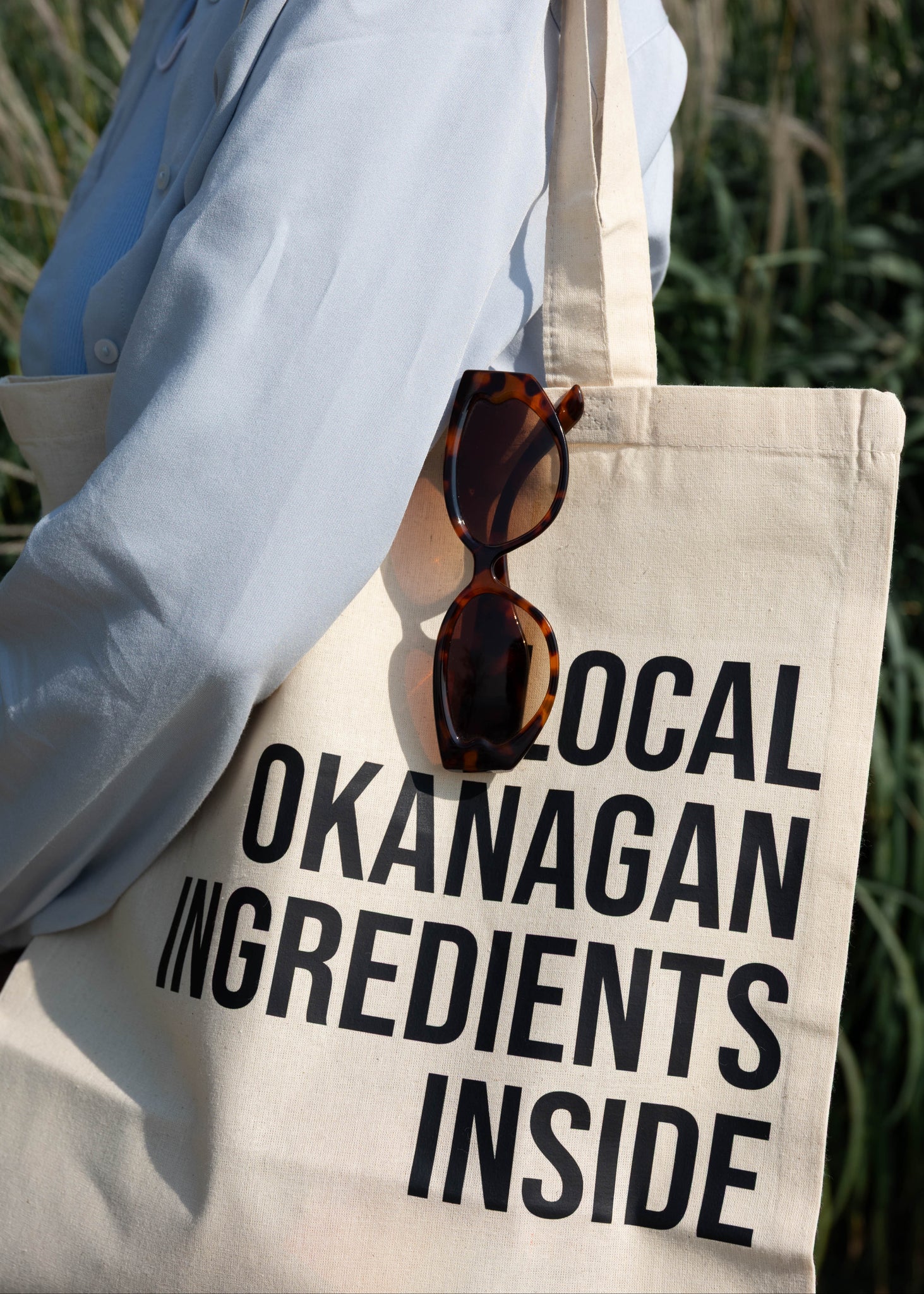 'Local Okanagan Ingredients Inside' Canvas Tote Bag