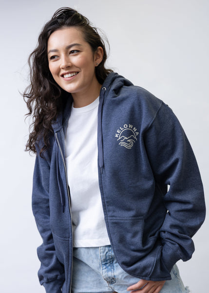 Navy/Sand 'Kelowna Mountain Wave' Zip Hoodie