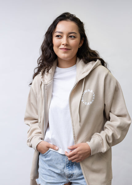 Sand/White 'Kelowna • Canada' Zip Hoodie