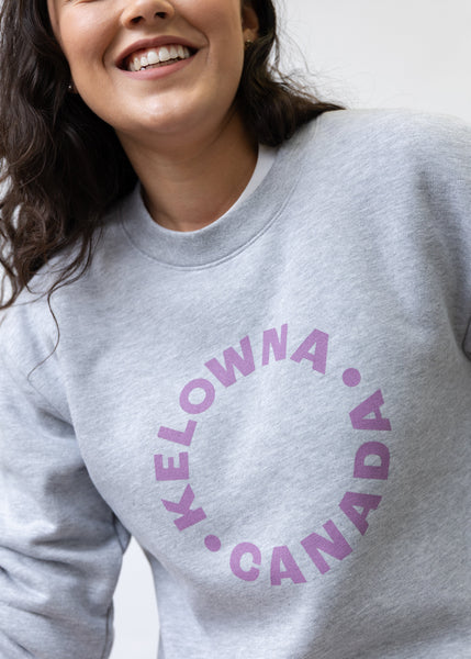 Heather Grey/Purple 'Kelowna • Canada' Crewneck