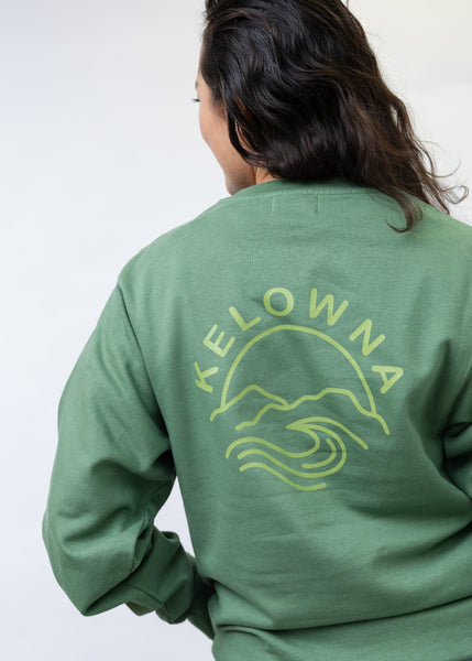 Balsam Green/Green 'Kelowna Mountain Wave' Crewneck