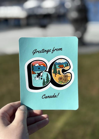 'Greetings from BC' Sticker Postcard