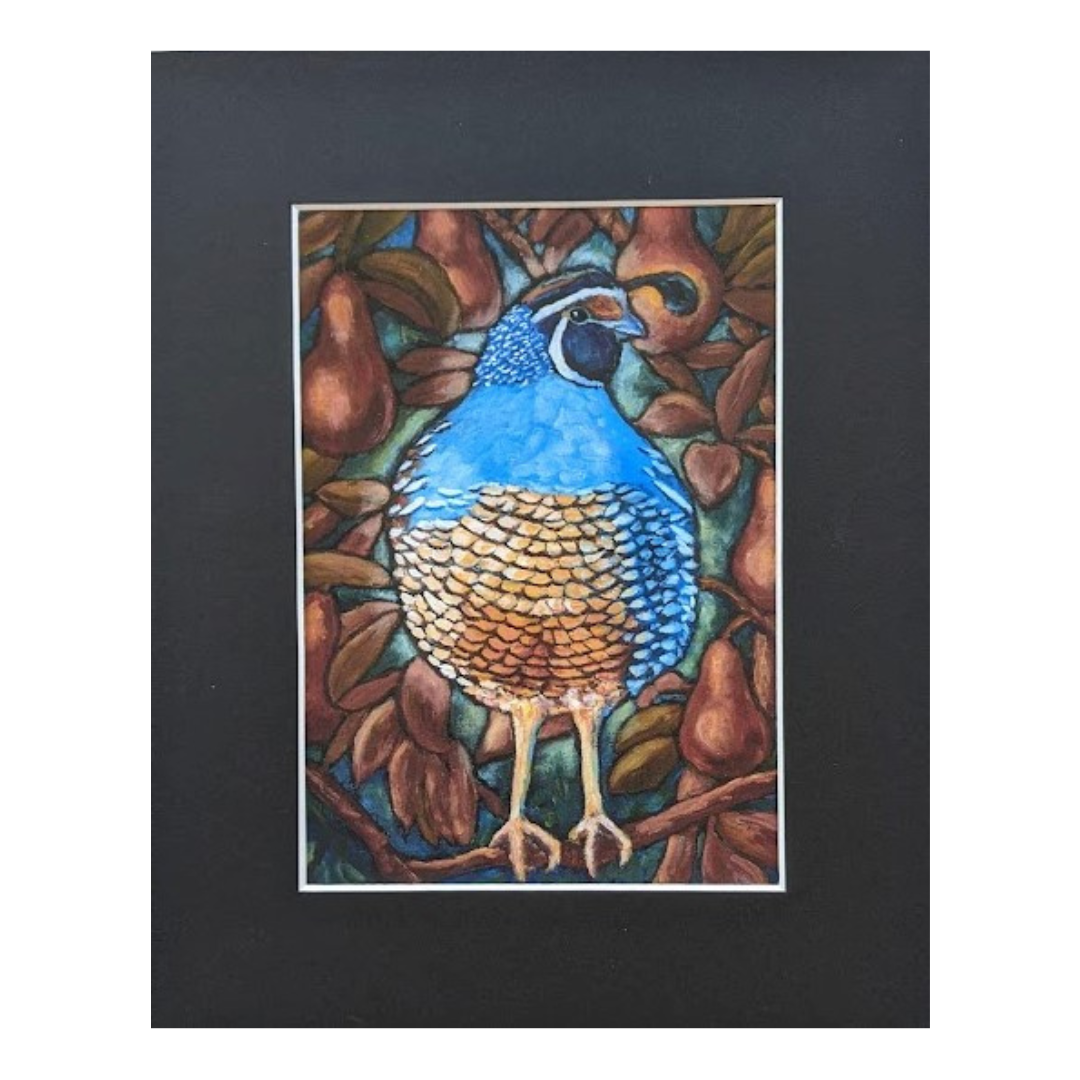 Bartlett Pear Tree Quail Print