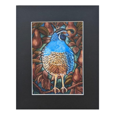 Bartlett Pear Tree Quail Print