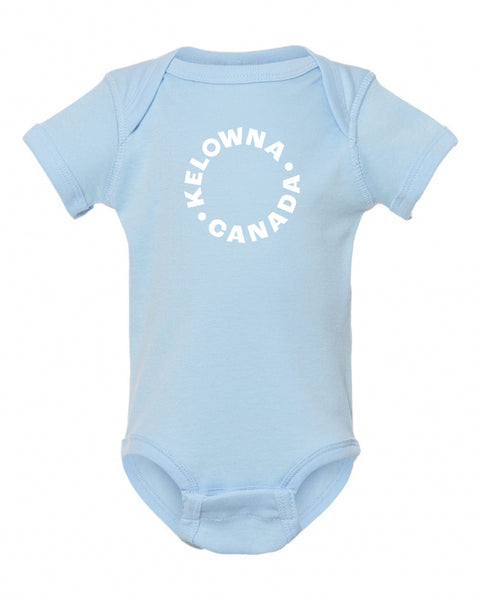 Light Blue/White 'Kelowna • Canada' Baby Onesie