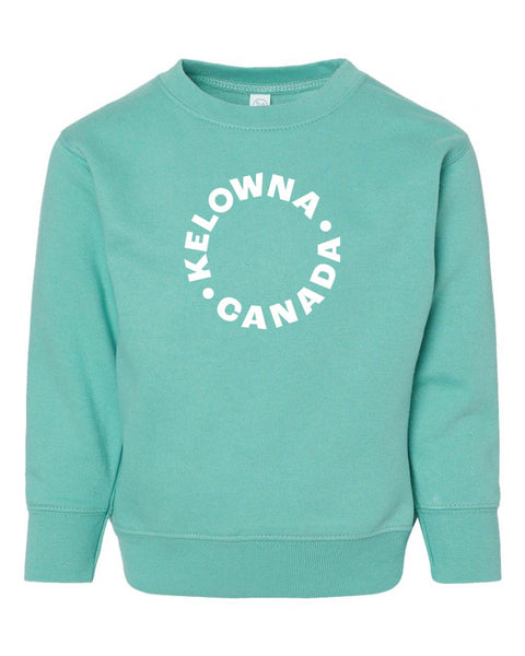 Teal/White 'Kelowna • Canada' Toddler Crewneck