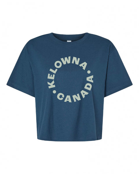 Sea Blue/Light Green 'Kelowna • Canada' Crop T-Shirt