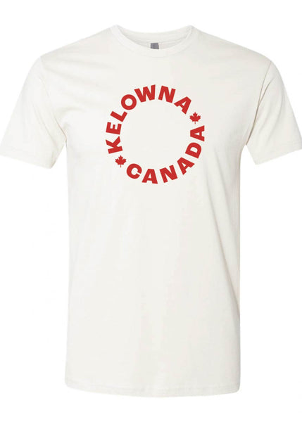 Bone/Red 'Kelowna • Canada' Maple Leaf T-Shirt