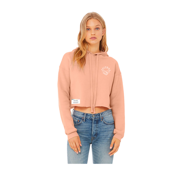 Peach 'Kelowna Mountain Wave' Cropped Hoodie