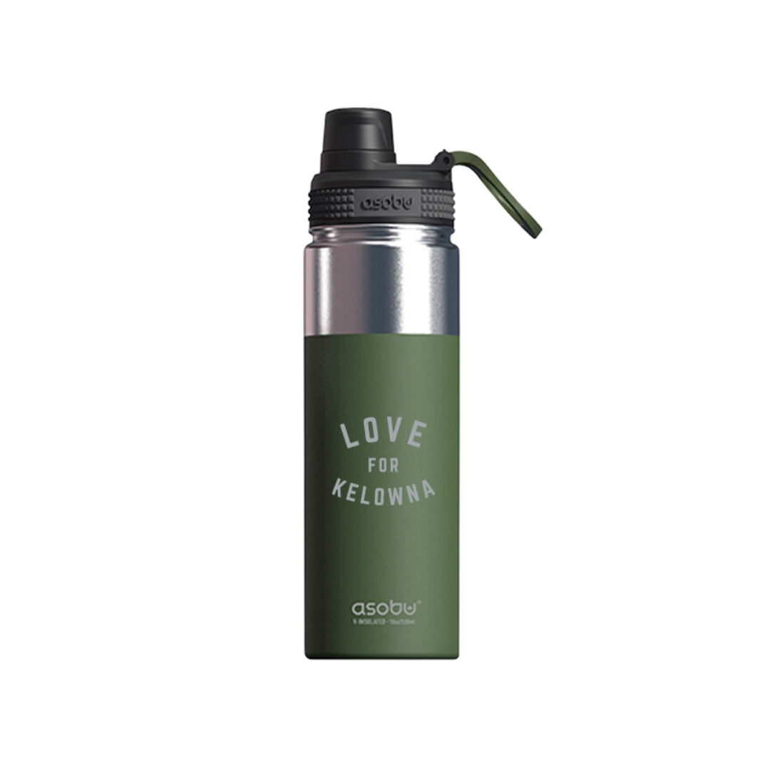 Green 'Love for Kelowna' Reusable Water Bottle