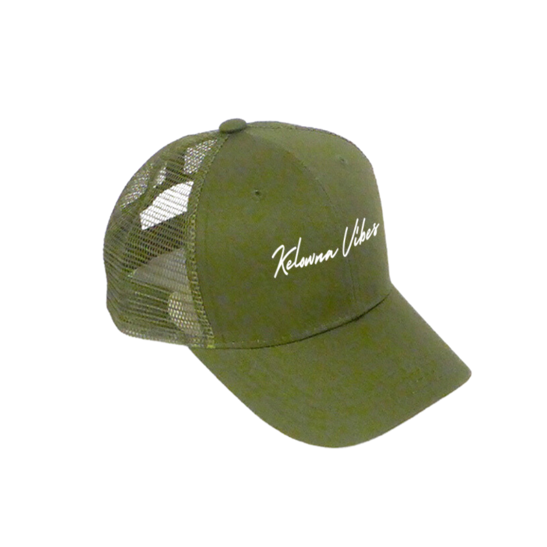 Olive Mesh 'Kelowna Vibes' Youth Trucker Snapback