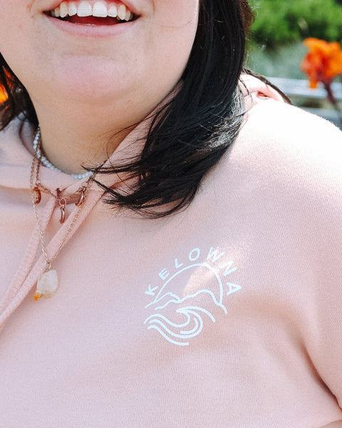 Peach 'Kelowna Mountain Wave' Cropped Hoodie