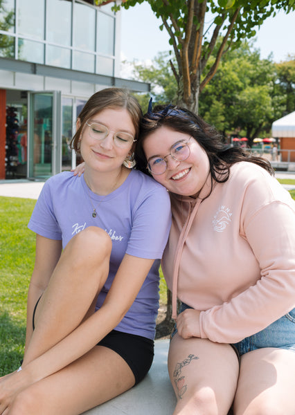 Peach 'Kelowna Mountain Wave' Cropped Hoodie