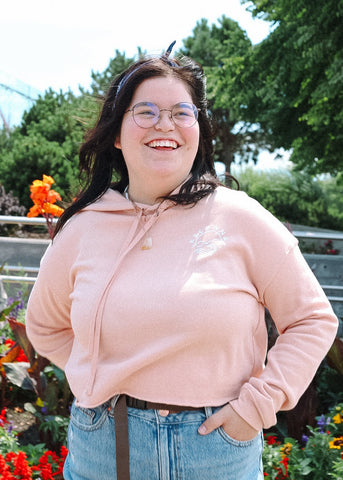 Peach 'Kelowna Mountain Wave' Cropped Hoodie