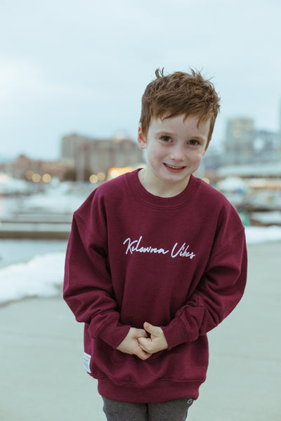Maroon Cursive 'Kelowna Vibes' Youth Crewneck