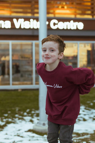 Maroon Cursive 'Kelowna Vibes' Youth Crewneck