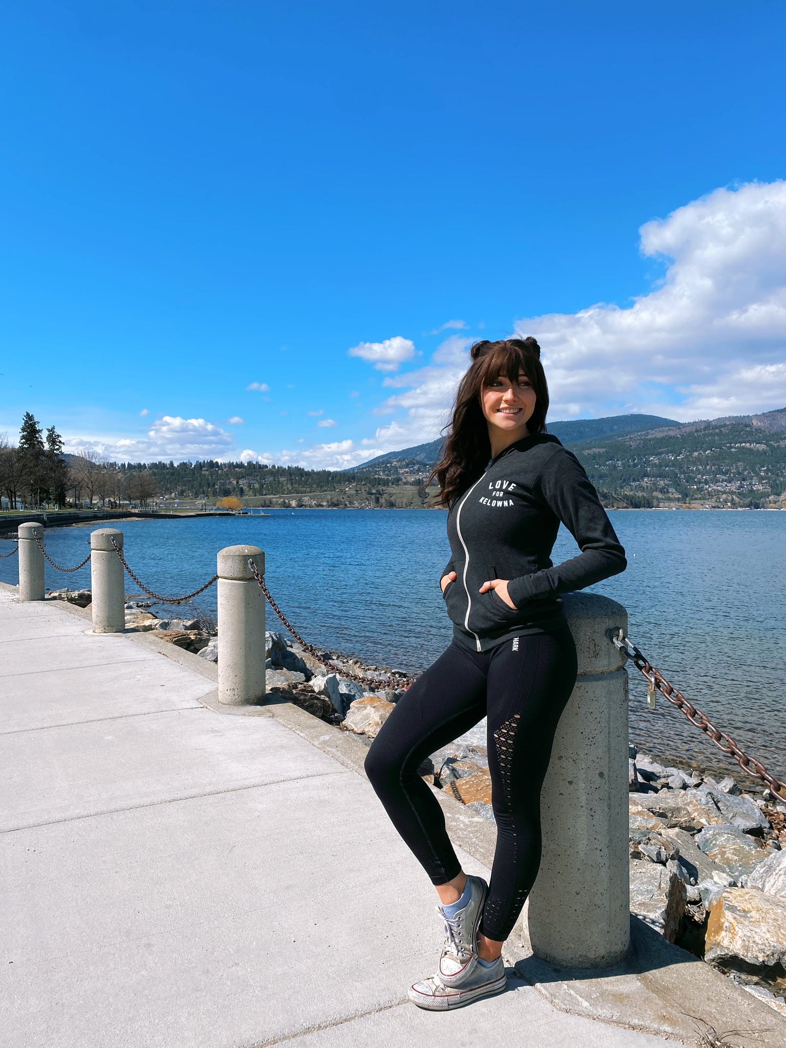 Charcoal Triblend 'Love for Kelowna' Lightweight Zip Hoodie