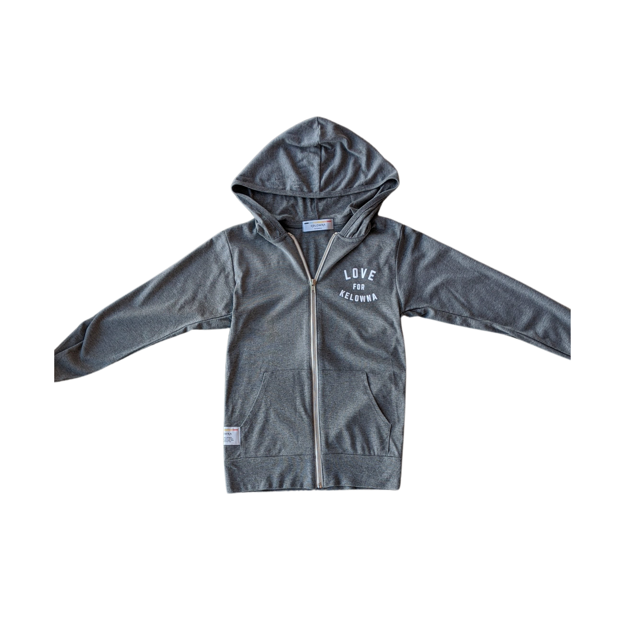 Grey Triblend 'Love for Kelowna' Lightweight Zip Hoodie